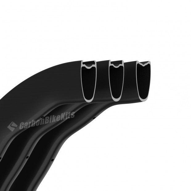 ウェーブシェイプ 700C 55x28mm カーボン チューブレス フック付/フックレス/チューブラー ロードバイク用リム ウェーブシェイプ 700C 55x28mm カーボン チューブレス フック付/フックレス/チューブラー ロードバイク用リム
